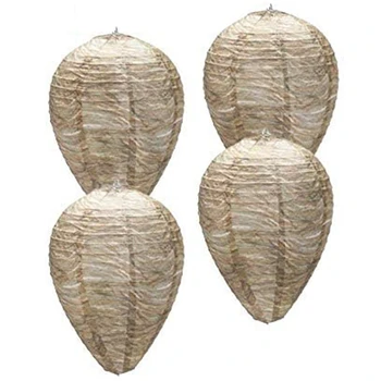 

4PCS Wasp Nest,Decoy Hanging Fake Wasp Nest Paper Decoy Safe Fake Trap Effective Eco Friendly Paper Wasp Nest for Garden