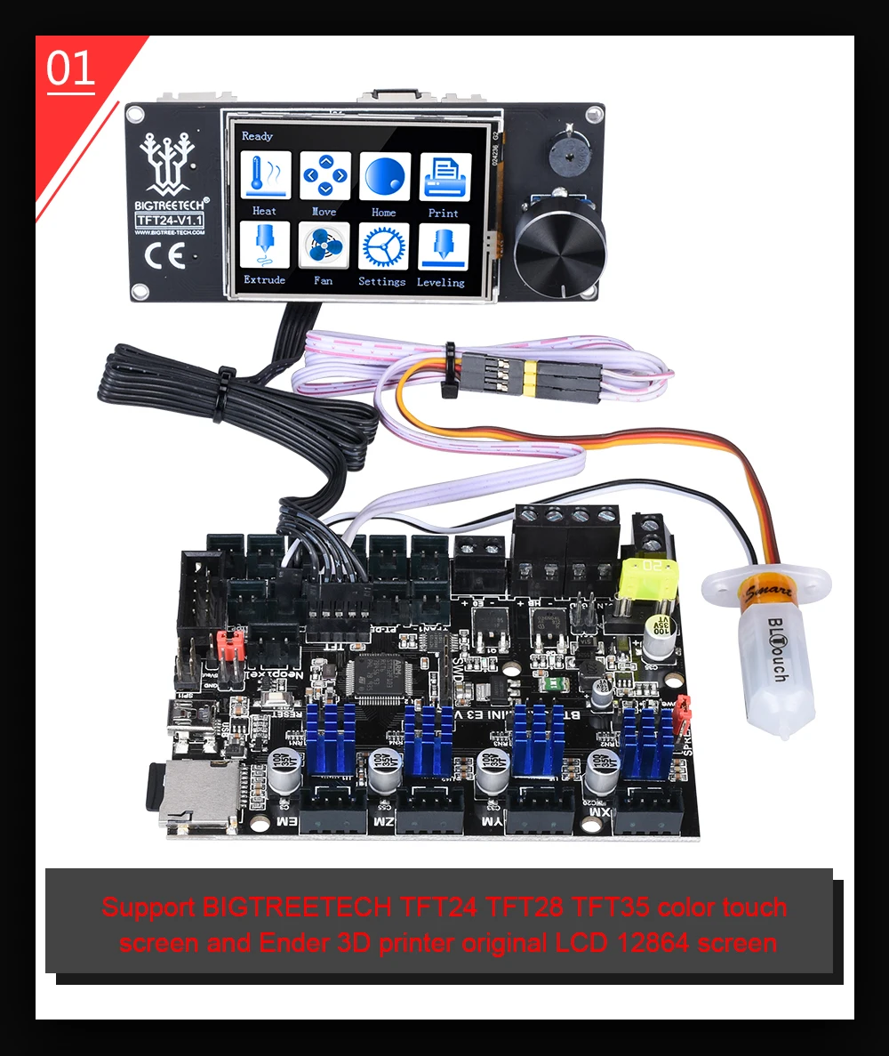 BIGTREETECH SKR mini E3 V1.2 плата управления 32 бит с TMC2209 UART+ TFT24 сенсорный экран VS SKR V1.3 SKR PRO плата для Ender 3/5