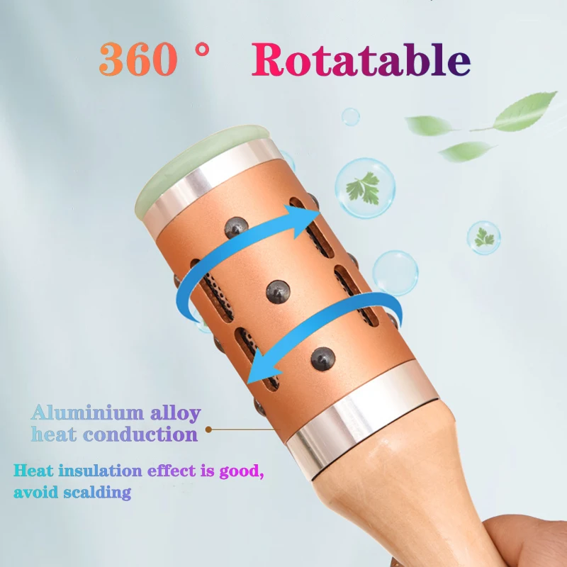 Jade Facial Beauty Massage Device Warm Moxibustion Rods Rotatable Lodestone Massager Moxa Stick Body Meridian Acupuncture Point facial massager massage tool