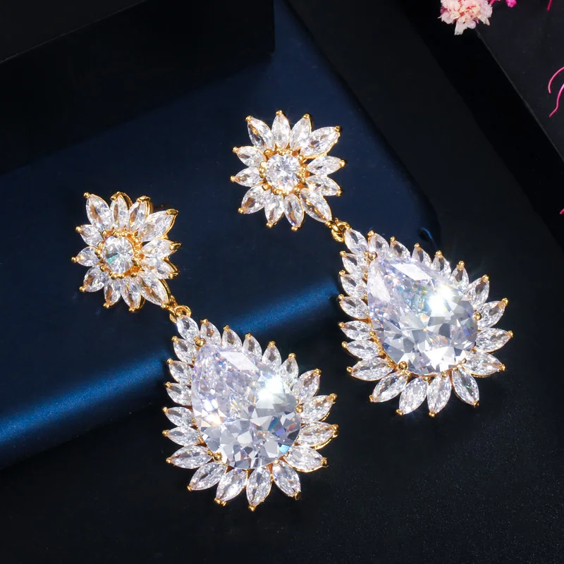 Женские серьги подвески в форме капли воды с фианитом|bridesmaid earrings|drop earringsearrings brand |