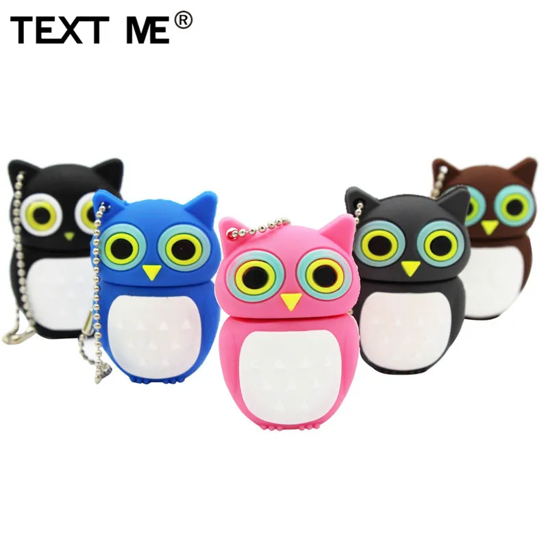 Usb флеш накопитель TEXT ME розовый синий коричневый с рисунком совы usb 2 0 4 ГБ 8 16 32 64