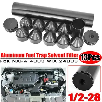 

13PCS 1/2-28 Black Car Fuel Filter Aluminum Solvent Trap Single Core 1-3/4X10 For NAPA 4003 WIX 24003 OD 1.70" L 10.0" Aluminum