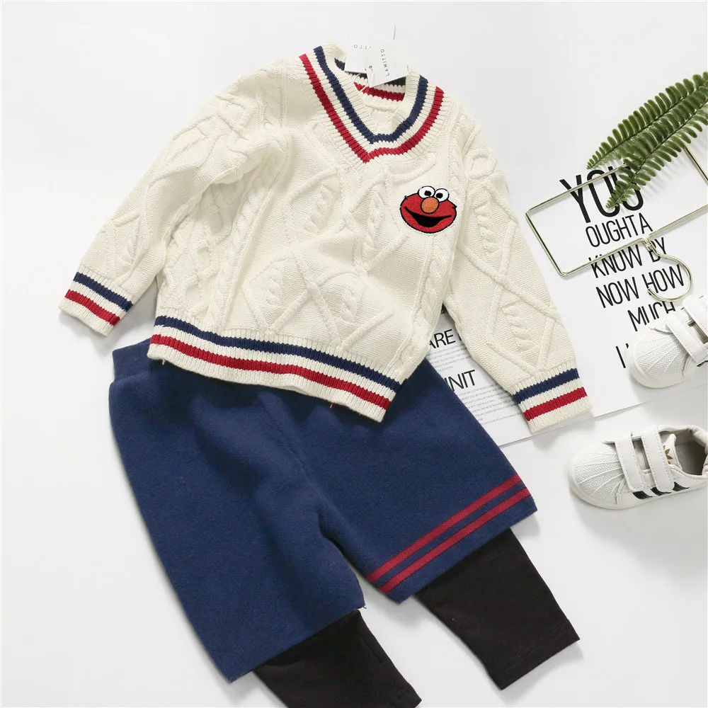 Tonytaobaby/осенне-зимняя одежда; Новая детская одежда; комплект вязаного свитера; детская одежда; Одежда для мальчиков и девочек