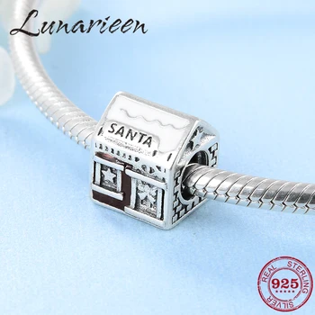 

925 Sterling Silver Have a love Christmas house Enamel beads Fit Original European Charm Bracelet Jewelry making Christmas gift