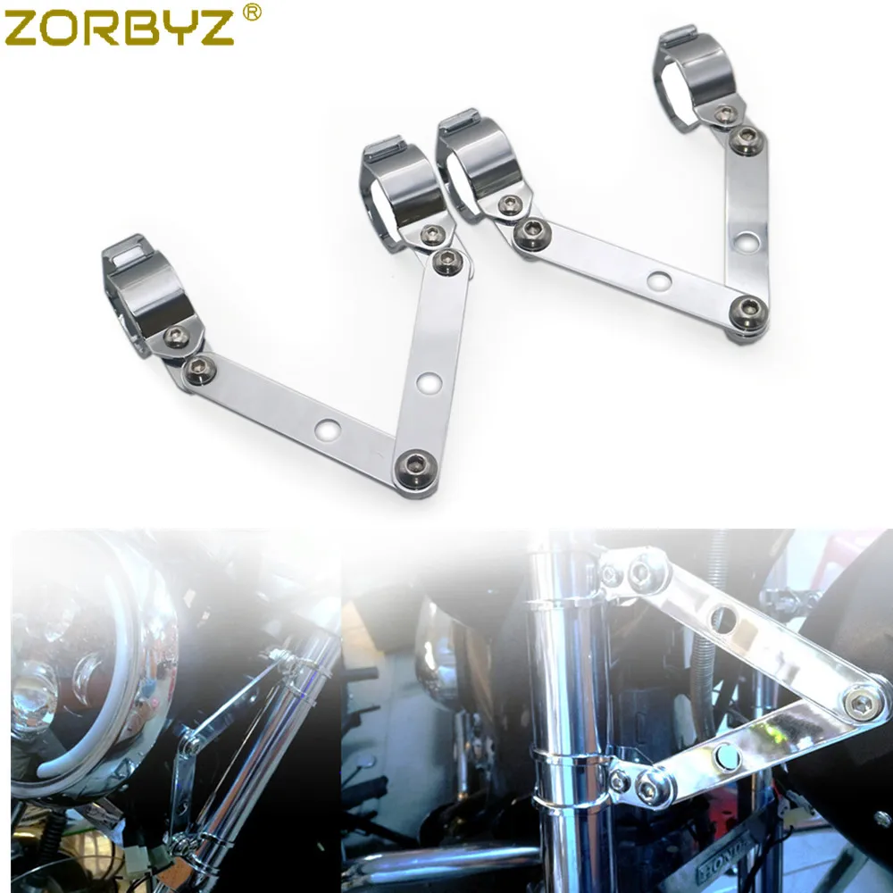 ZORBYZ Motorcycle 28-41mm Chrome Adjustable Headlight Indicator Mounting Fork Bracket For Honda Cafe Racer Chopper Custom