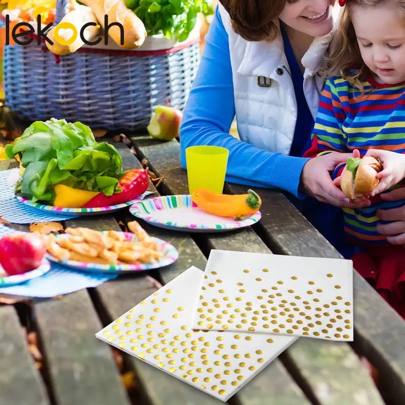  Lekoch White Gold Point Table Napkins Square Napkin Pocket Handkerchief for Wedding Birthday Home P