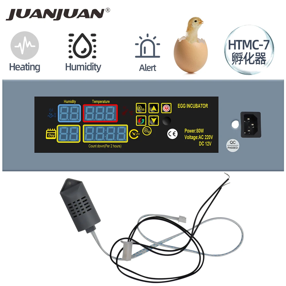 

HTMC-7 Egg Incubator Temp Controller Automatic Incubator Thermostat Regulator With Heating System Fan Function for Egg Goose