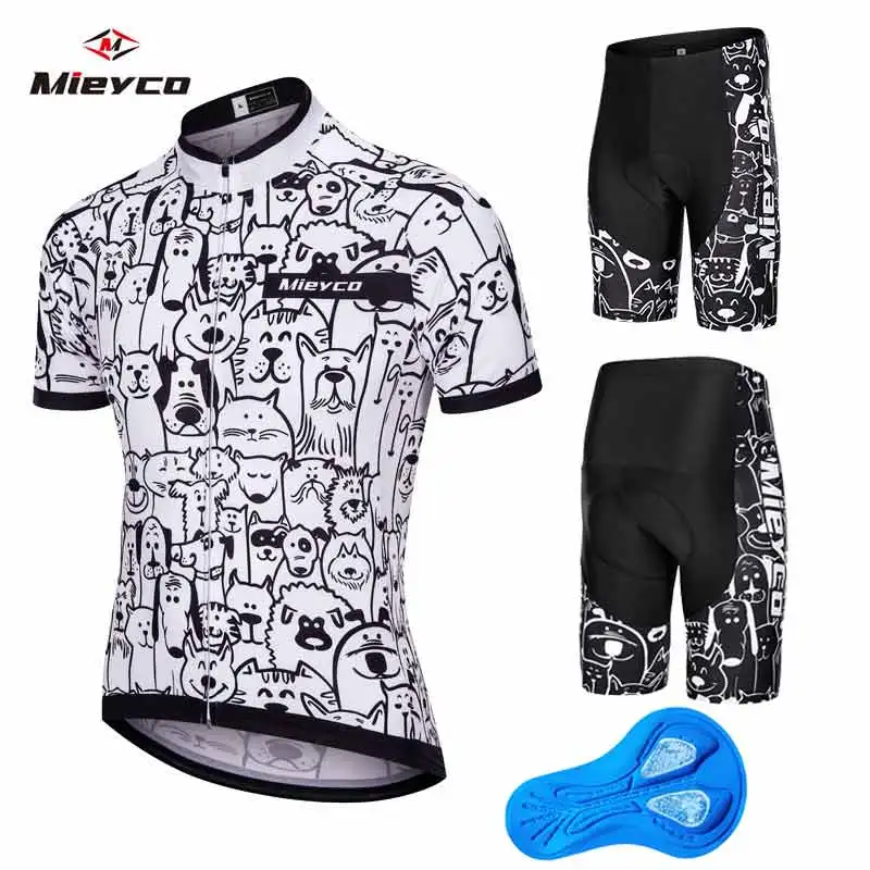 maillot ciclismo hombre Cycling Jersey sets White Cartoon Cat Bicycle Short Sleeve Cycling Clothing Bike maillot Jersey