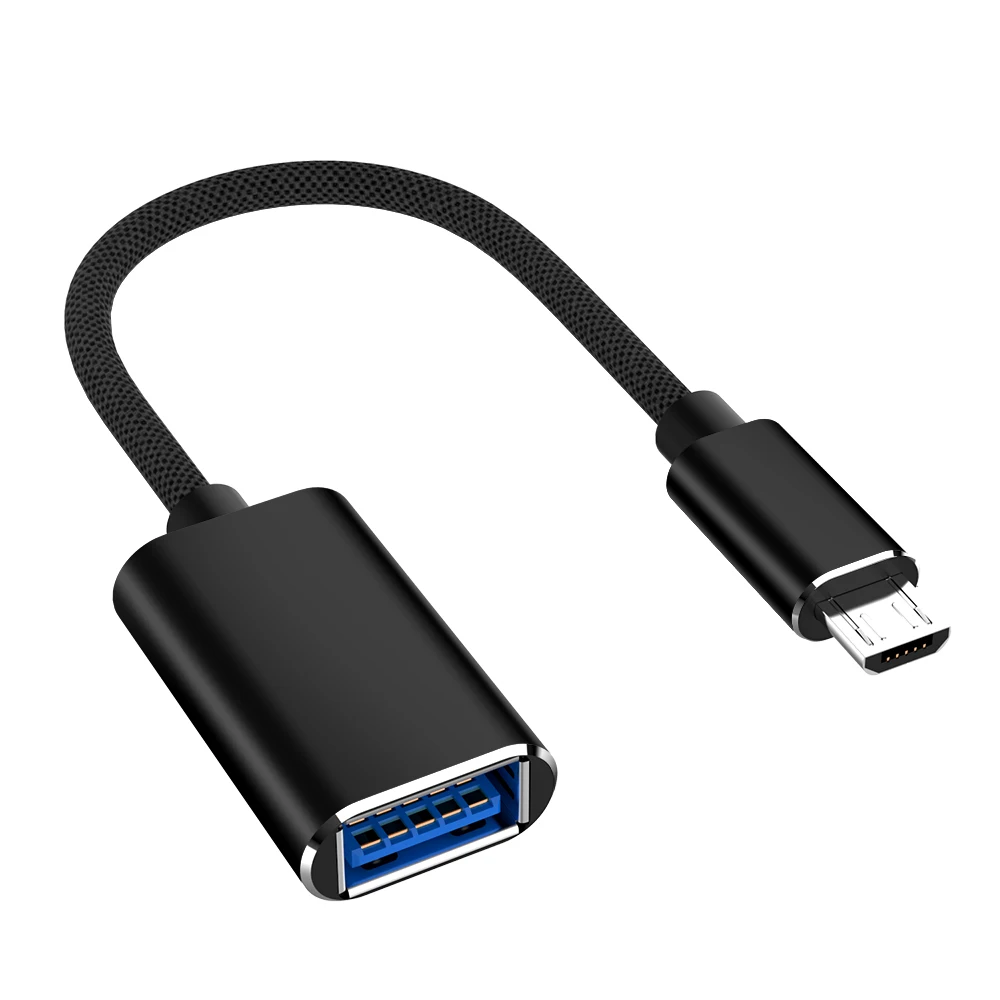 Micro USB OTG кабель Android USB мужчина к USB 3,0 Женский металлический конвертер для samsung huawei U диск мышь USB3.0 Micro USB к OTG - Цвет: Черный