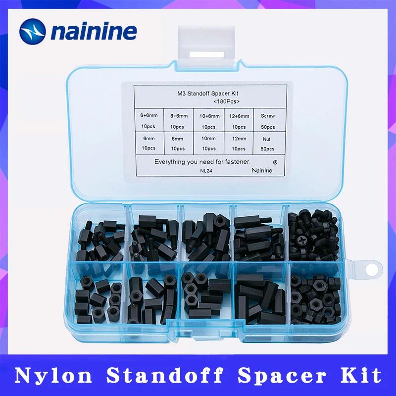 180Pcs/lot M2 M2.5 M3 Female Male Hex Nylon Standoff Spacer Column For PCB Motherboard Fixed Plastic Spacing Screws Set NL24|standoff spacer|screw setnylon standoff spacer - AliExpress