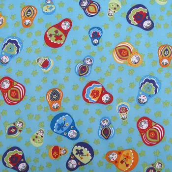 

1 yard Polyester/PVC coated Waterproof Fabric for bag, dolls on blue background (width=140cm)