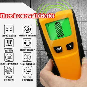 

3 In 1 Metal Detector Find Metal Wood Studs AC Voltage Live Wire Detect Wall Scanner Electric Box Finder Wall Detector