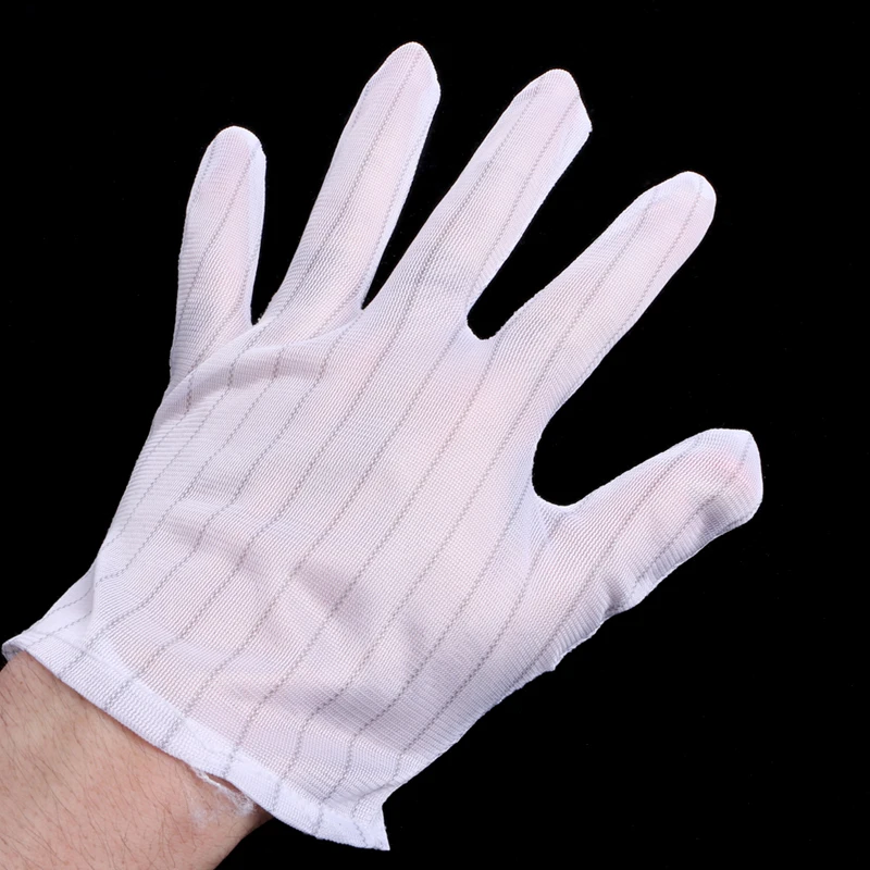 1 Pair Anti-static Anti-skid Glove Striped PC Computer Working Repair Safe Gloves