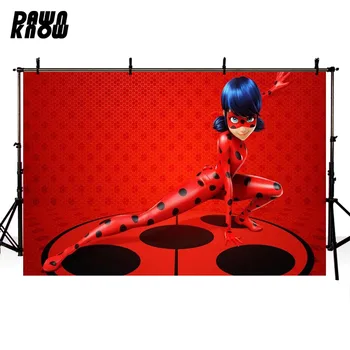 

DAWNKNOW Cartoon Ladybug Photography Background Backdrop Kids Photocall Shoot Children Photo Studio Props Customize lv2080