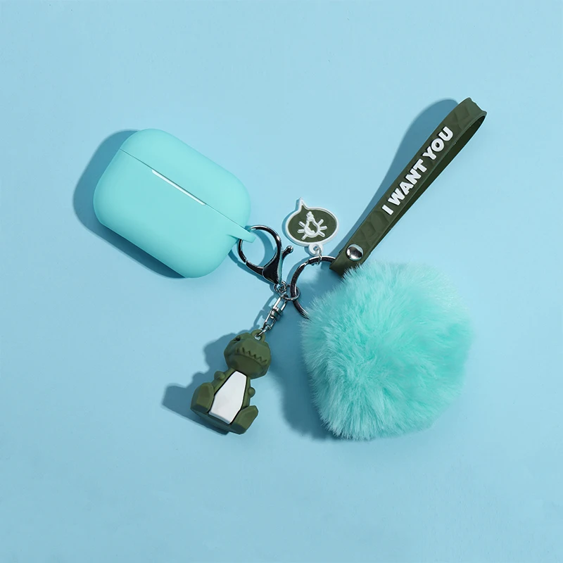 Light green Силиконовый чехол для Airpods Pro, чехол, беспроводной Bluetooth для apple airpods pro, чехол, чехол для наушников, чехол для Air Pods pro 3, брелок - Цвет: Light green