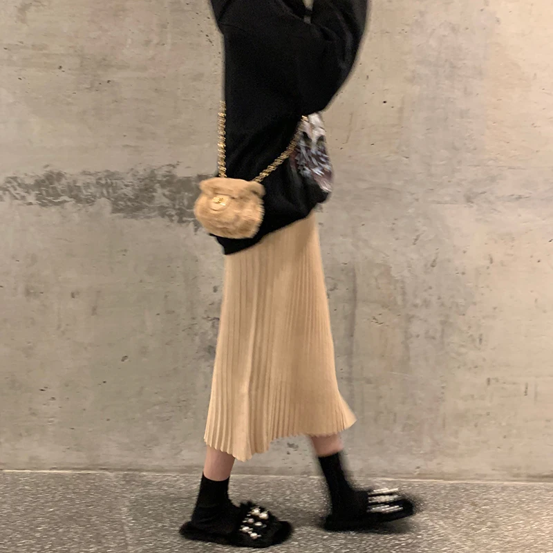 fashion Leopard plush shell women shoulder bags designer mini chains crossbody messenger bag lady cute small purses winter