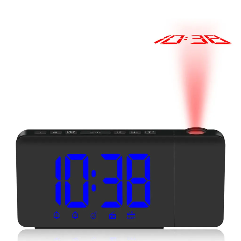 C Usb проекционные часы светодиодный цифровой будильник вращающийся двойной будильник fm-радио - Цвет: C