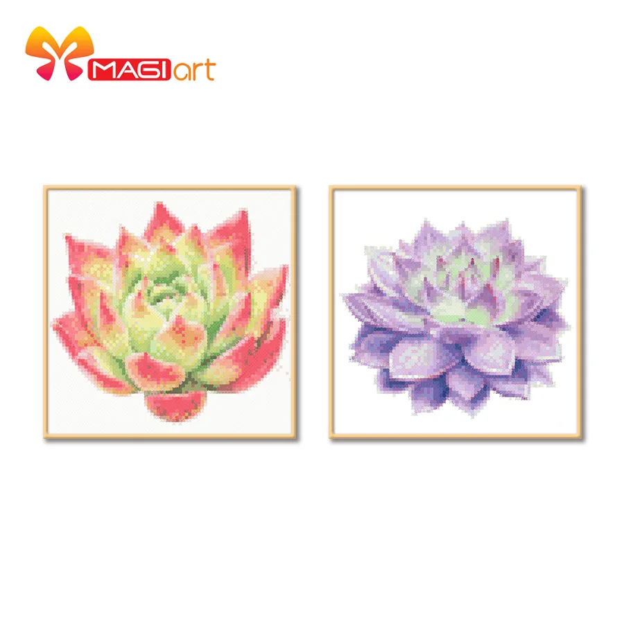 

Cross stitch kits Embroidery needlework sets 11CT water soluble canvas patterns 14CT Floral style succulent plants-NCMF205