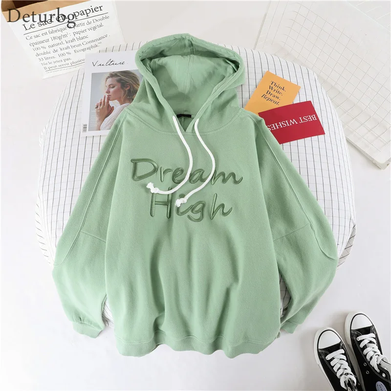 

Women's Brief Letters Embroidered Sweatshirt Female Korean Long Sleeve O Neck Loose Hoodie Pullover 2019 Autumn Clothes WY10