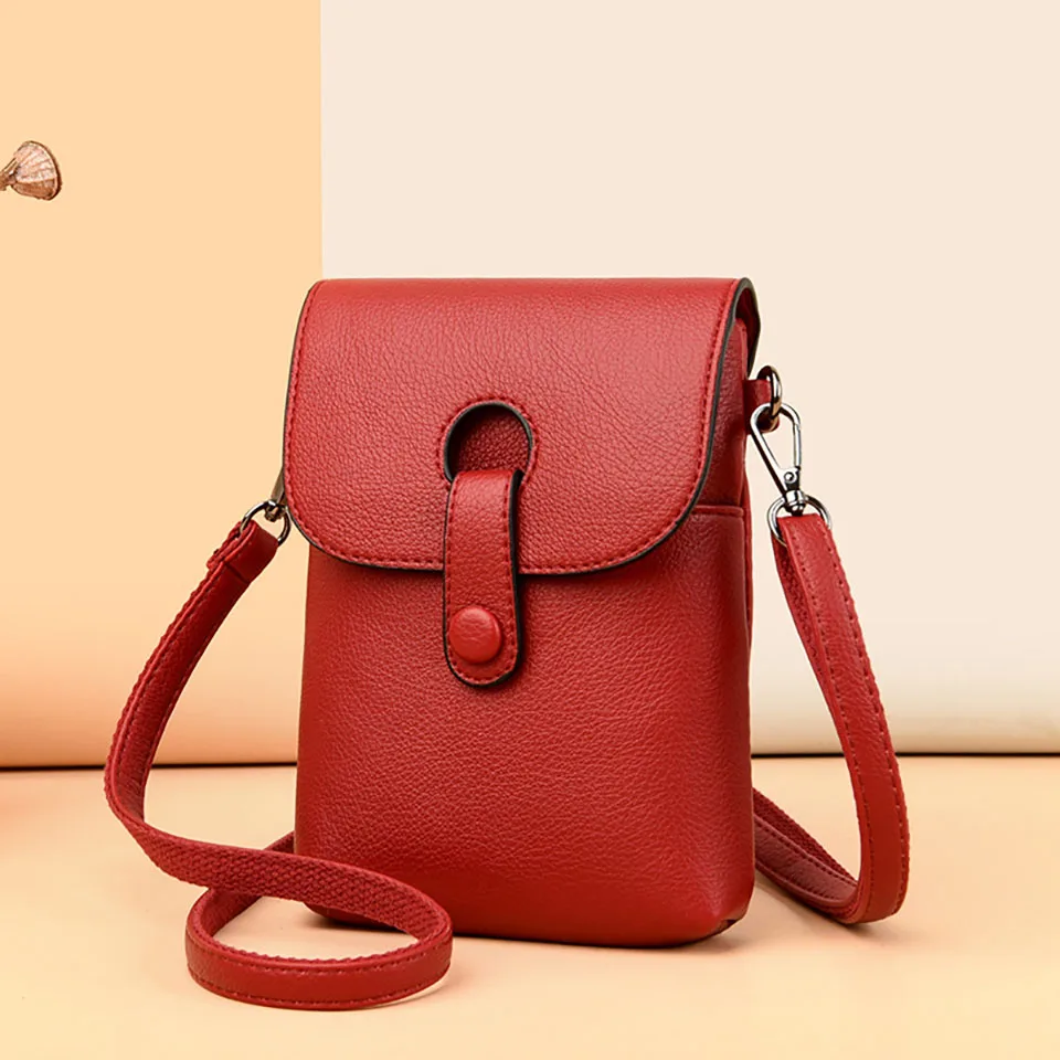 

2021 New Leather Phone Crossbody Bags For Women Fashion Small Shoulder Bag Multifuction Female Purse Pouch Black For Card Coins