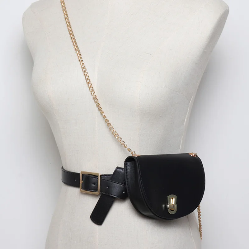 Поясная Сумка для женщин, круглая поясная сумка, женская сумка из искусственной кожи, модная поясная сумка с цепочкой, сумка-кошелек для женщин и девочек, карман для монет
