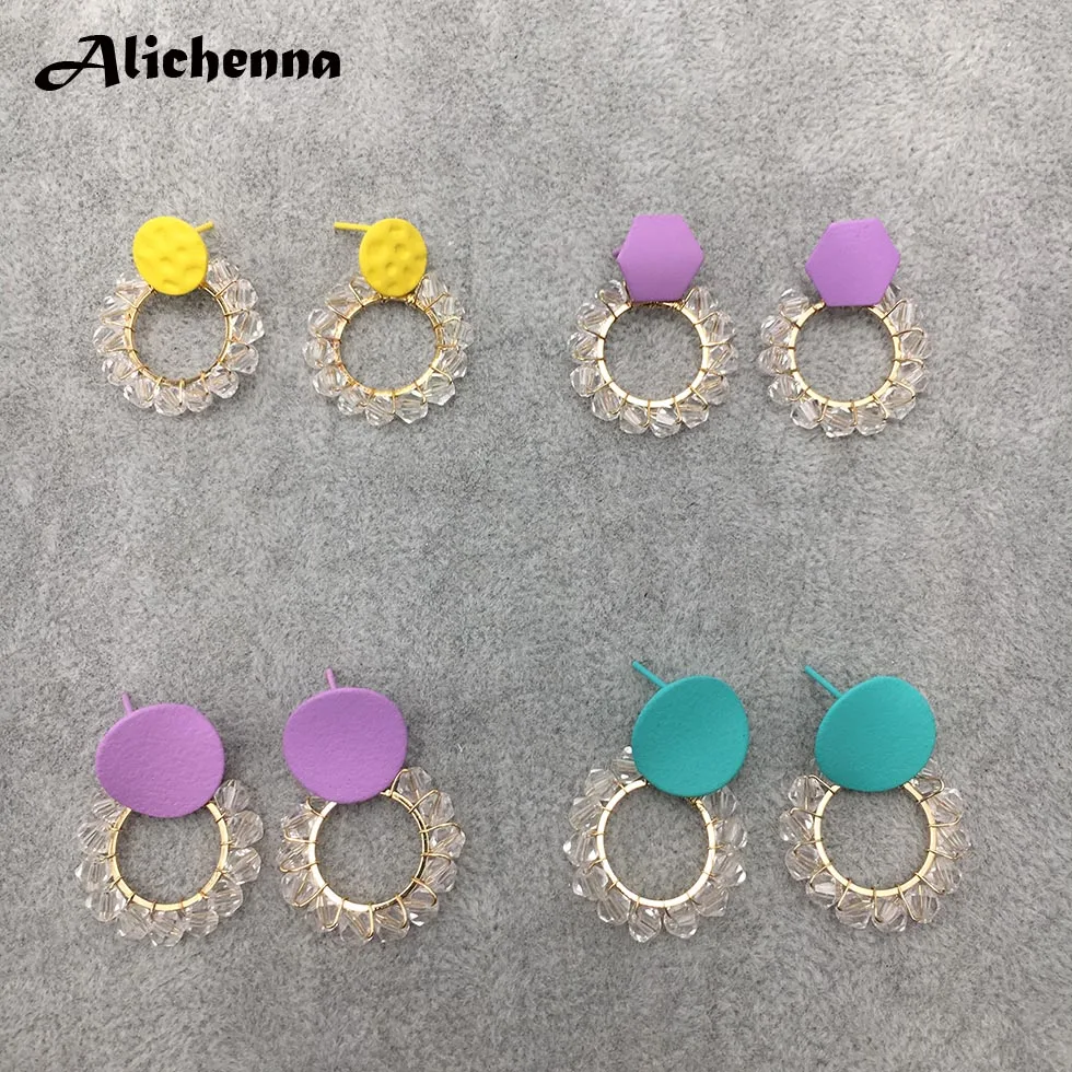 

Statement Boho Trendy Women Fashion Charm Earrings Vintage Punk Crystal Handamde Round Luxury Drop Earings Fashion Jewelry 2019