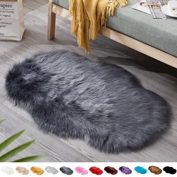 

Fur Carpet Soft Shaggy Irregular Floor Area Rug Home Decor Mat Washable 6cm Long Shiny Fur Sheepskin 12Colors 60x90cm D20