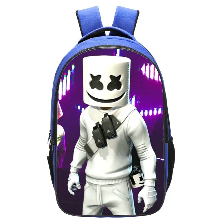 

DJ Cotton Candy Backpack Marshmello-Style Youth Double Layer School Bag Blue Shoulder Cross-Border a Generation of Fat