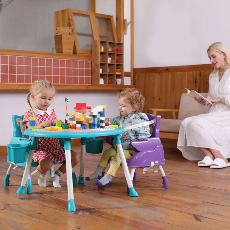 IMBABY 3 в 1 детский обеденный стул и детские строительные блоки стол дети учатся