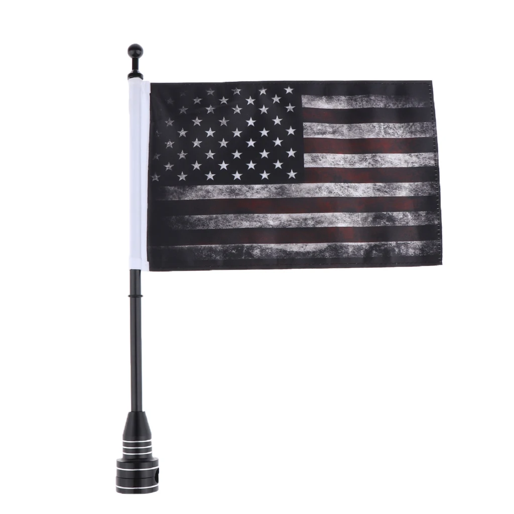Flags Pole Motorcycle Retro USA Flagpost Luggage Rack Mount For 