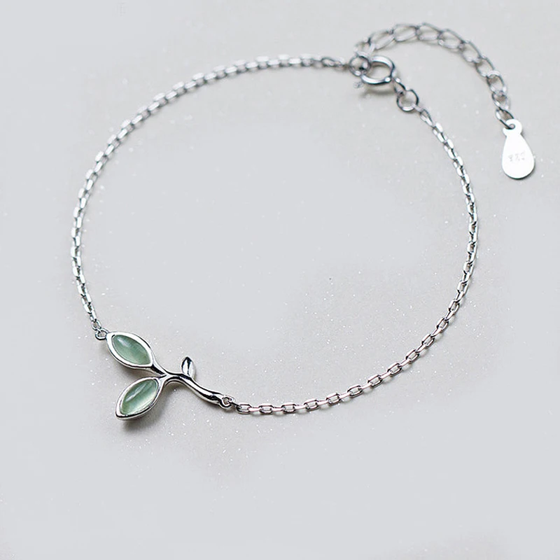 Элегантный Простой весенний браслет LISM серебряного цвета с опалами и зелеными