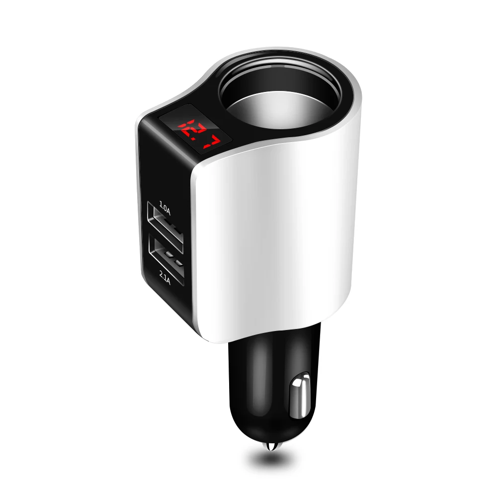 Black 5 в 3.1A двойной USB Автомобильное зарядное устройство для телефона Powstro напряжение дисплей адаптер сплиттер с 120 Вт разъем прикуривателя Поддержка Прямая поставка - Тип штекера: Black