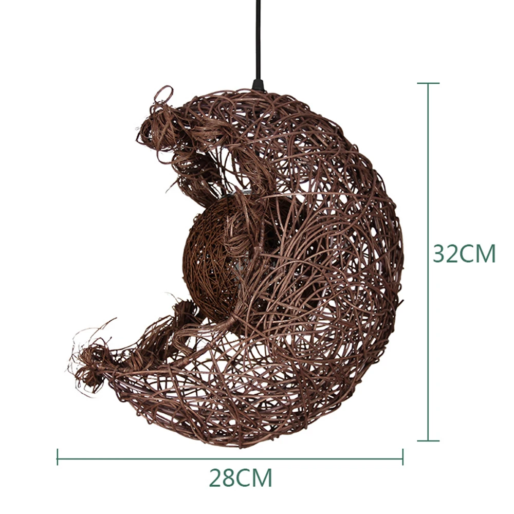 Лунная ротанговая бамбуковая Подвесная лампа, Современная Подвесная лампа для украшения дома - Цвет корпуса: Коричневый