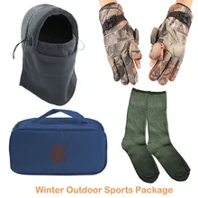 Зимняя теплая ветронепроницаемая шапка, флисовая шапка, перчатки из толстого хлопка, носки для спорта на открытом воздухе, рыбалки, охоты, туризма, катания на лыжах