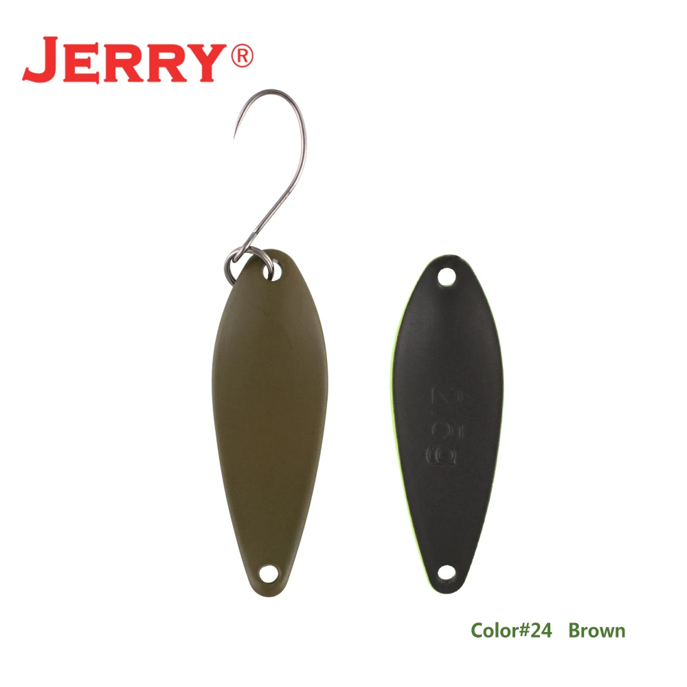 Jerry 1 шт., латунные рыболовные ложки pesca, яркие цвета, высокое качество, безделушки, форель, ложка, рыболовные приманки - Цвет: Brown