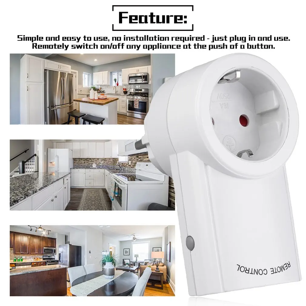 New Wireless Remote Control Home House Power Outlet Light Switch Socket 1 Remote EU Connector Plug DC 12V Hot Sale Dropshipping