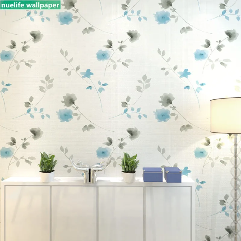 

White flower pattern romantic pastoral non-woven wallpaper bedroom guest restaurant TV background modern minimalist wallpaper