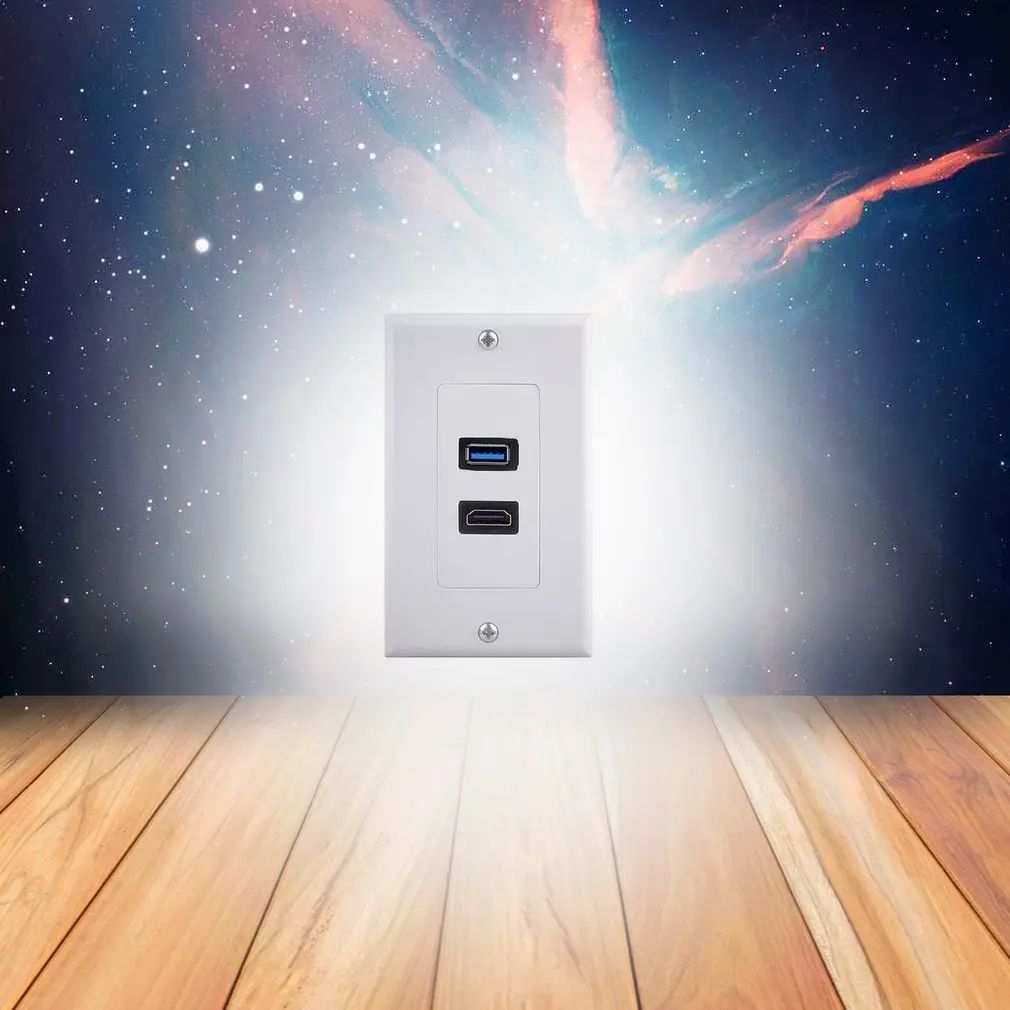 1 х 2 порта USB 3,0 Женский настенный Лицевая панель розетка удлинитель белый