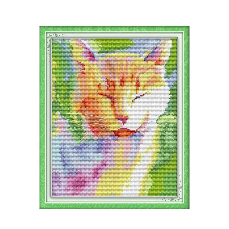 Набор для вышивки крестом кошка на солнце | Дом и сад