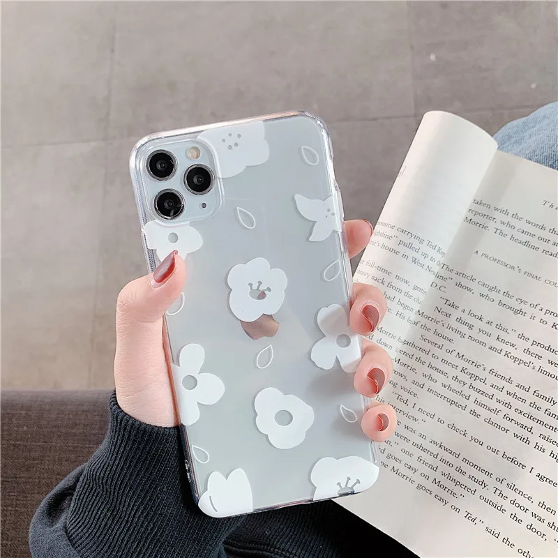Прозрачный черно-белый чехол для телефона с ромашками для Iphone 11 Pro 6 6S 7 8 Plus XS Max XR X мягкий Ультратонкий чехол из ТПУ