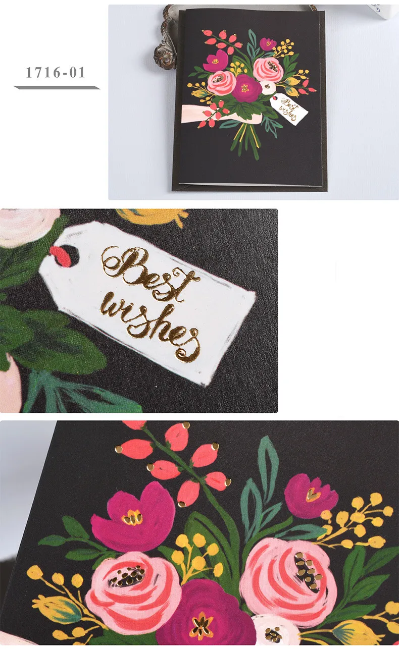 1 комплект поздравительных открыток с цветочным узором на день рождения, пустые свадебные приглашения, открытка на Рождество, конверт, бумажные открытки