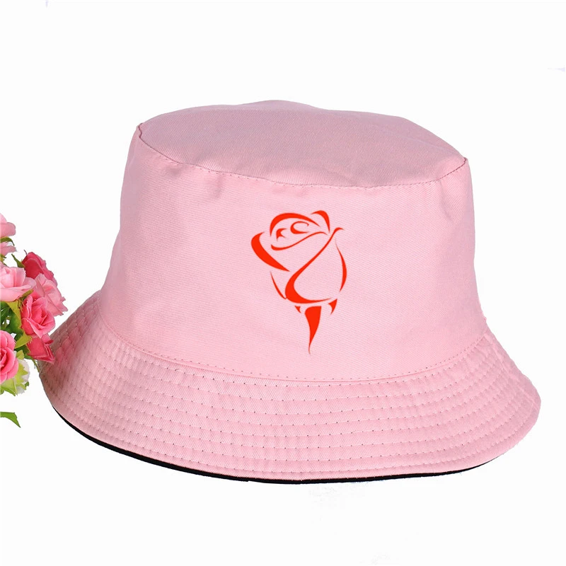 Новая Красная роза шапка с принтом женская мужская Панама, шляпа-Панама красная роза логотип дизайн плоский солнцезащитный козырек рыбалка, рыбак шляпа