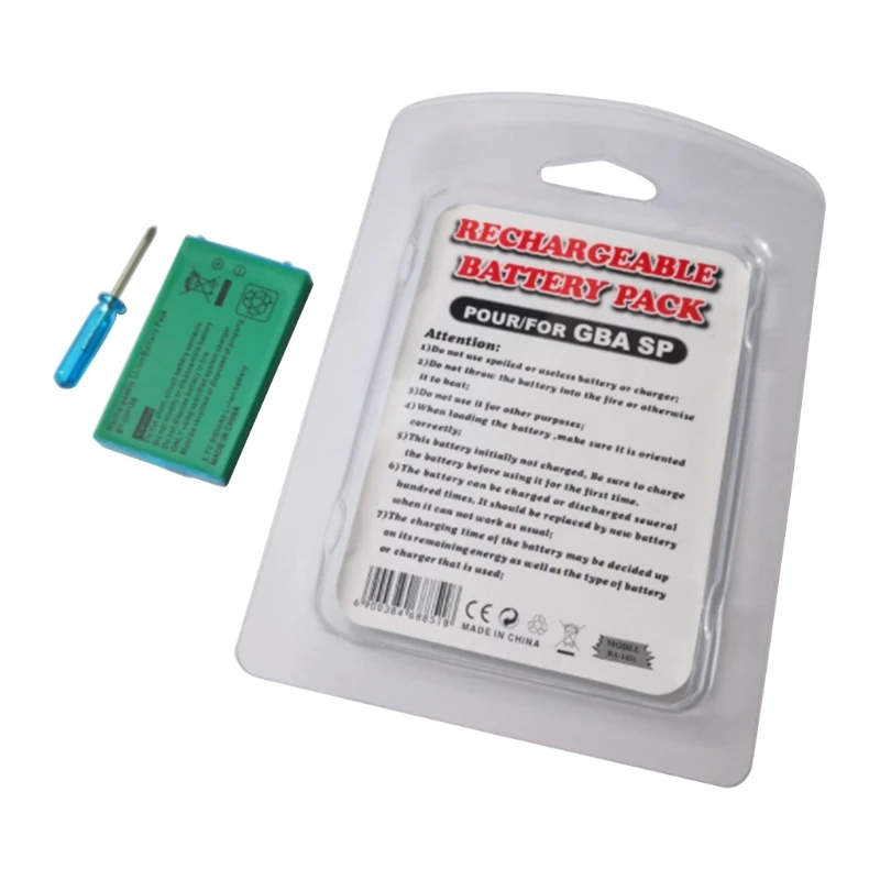 Rechargeable battery 850mAh Rechargeable Lithium-ion Battery Pack with Screwdriver Compatible with Game Boy Advance GBA SP