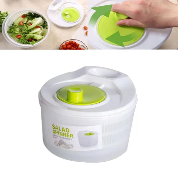 Salad  Quick Dry Anti-Wobble Tech Multi-Use Keeper Crisper Shaker, Easy One-Hand Pump Operation, Compact Storage