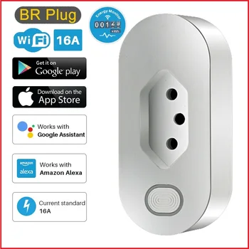 

Smart WiFi Plug Power Socket 16A Brazil Standard With Energy Monitor Tuya APP Control Works for Google Alexa No Hub Required BR