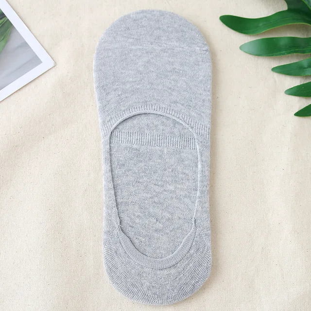 5 Pairs/batch Fashion Boat-shaped Men's Socks Summer And Autumn Silicone Breathable Invisible Cotton Socks Ankle Slippers Socks 5Pairs 2