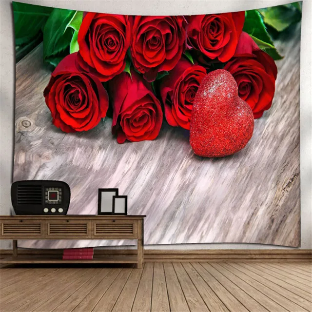 picture color Украшение в стиле бохо с принтом розы, гобелен для домашнего декора, настенное одеяло для пикника в стиле хиппи, макраме, гобелен на День святого Валентина - Цвет: picture color
