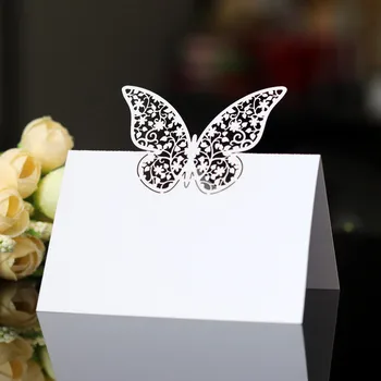 

100pcs Three-dimensional Butterfly Wedding Seat Card Hollow Sign In Card Wedding Table Card Digital Card Wedding Decoration 6Z