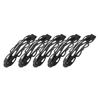 

Ladies Black Wave Edge Metallic Bendy Snap Hair Clips Barrettes 5 Pairs