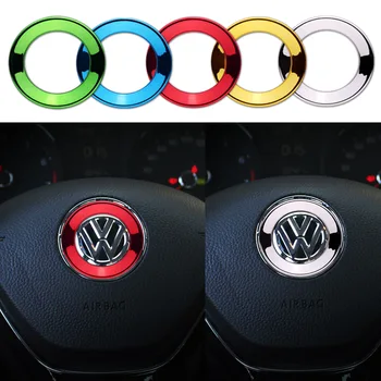 

Car-styling ABS steering wheel trim decorative center emblem frame sticker accessories for Volkswagen VW BEETLE TOUAREG POLO